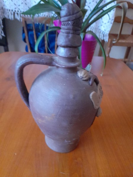 Ancienne bouteille vide en gr&egrave;s calvados morin pas cher