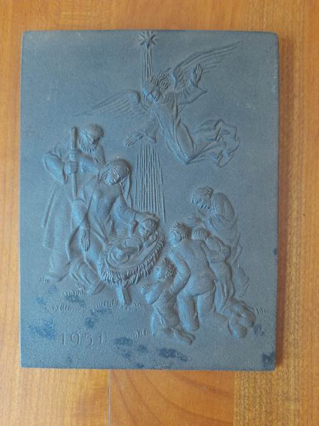 Ancienne petite plaque en fonte 1951 - naissange