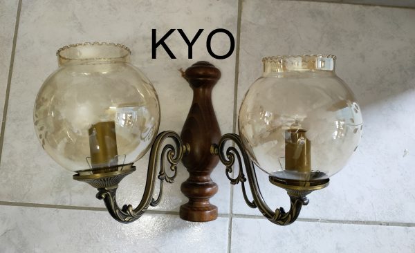 Applique murale double - bois verre-excellent &eacute;tat