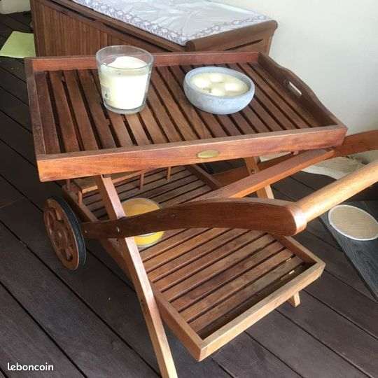 Bar à roulette en teck, de très bonne qualité