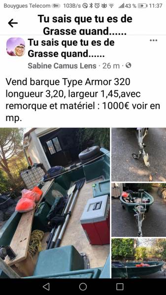Annonce Barque armor 320