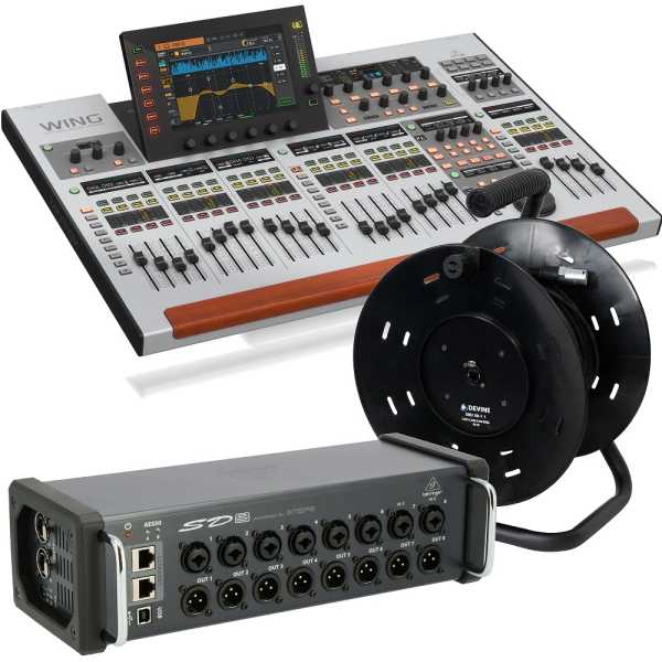 Behringer wing 50-metre cat5 reel and midas sd8 sn