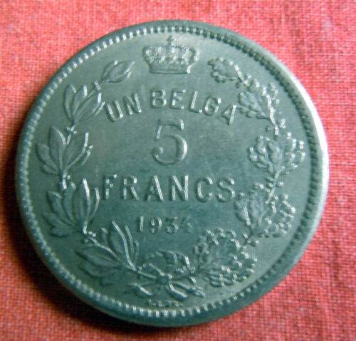 Annonce Belgique albert i 1934 - 5 francs : 30 €