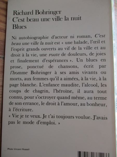 Vente Bohringer richard : c'est beau une ville la nuit