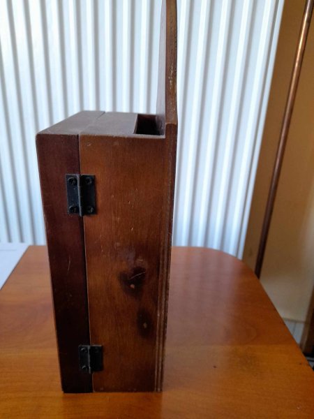 Boite &agrave; cl&eacute;s mural en bois avec horloge - vintage pas cher