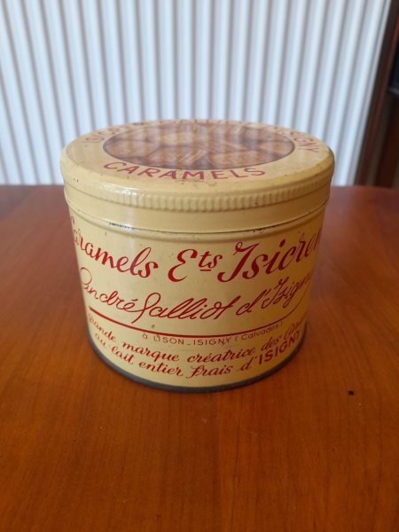 Boite vide m&eacute;tal publicitaire isicrem - galliot .. pas cher