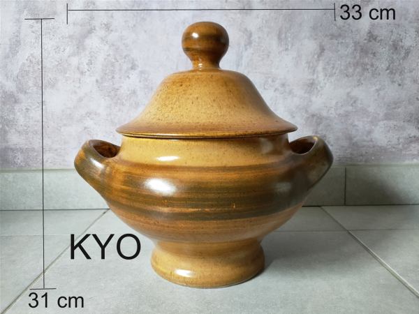 Marmite soupi&egrave;re ronde couvercle anses,terre cuite