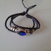 Bracelet h / f en avec motif pierre bleue ajustabl