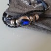 Bracelet h / f en avec motif pierre bleue ajustabl pas cher