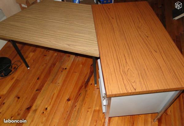 Vente Bureau 3 tiroirs + table d'angle trapézoïdale