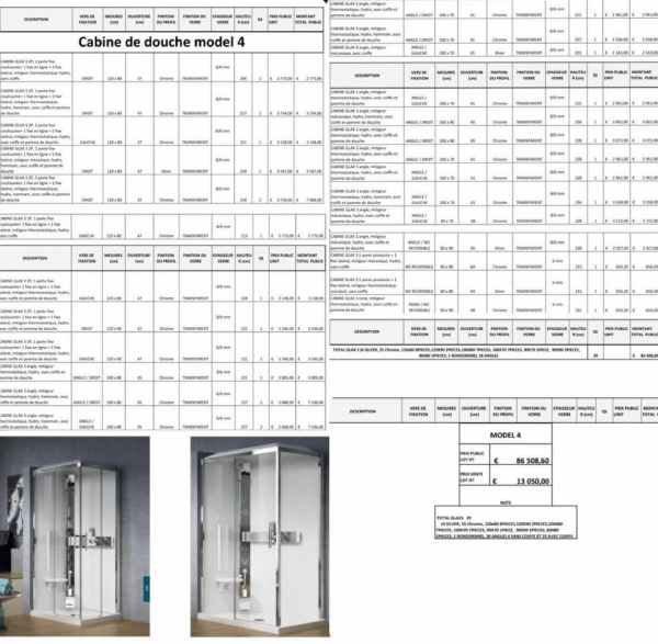 Cabines &amp; portes de douche et &eacute;crans vitr&eacute;s