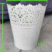 Cache-pot rond blanc dentelle 15x12 cm, métal