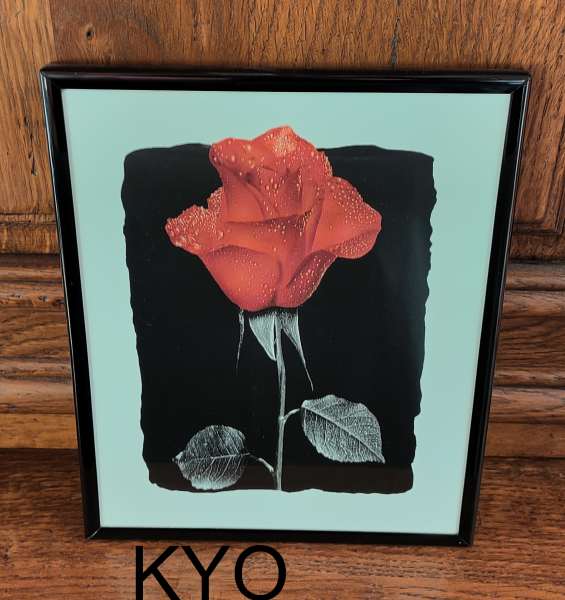 Cadre tableau fleur rose rouge - noir blanc