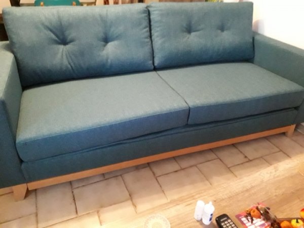 Canapé convertible en tissu bleue pas cher