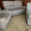 Canapé cuir gris 3 places + 2 fauteuils