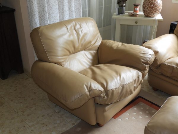 Canapé et  fauteuil cuir, poltrona  frau