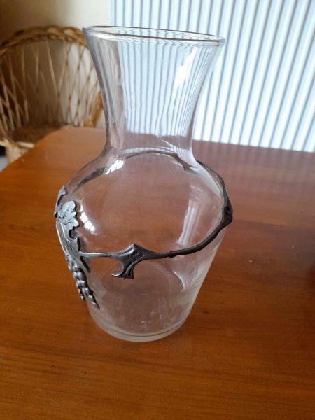 Carafe &agrave; vin en verre - grappe de raisin en &eacute;tain pas cher