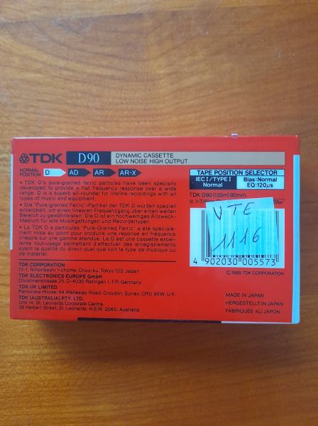 Vente Cassette vierge tdk d90 iec/type i