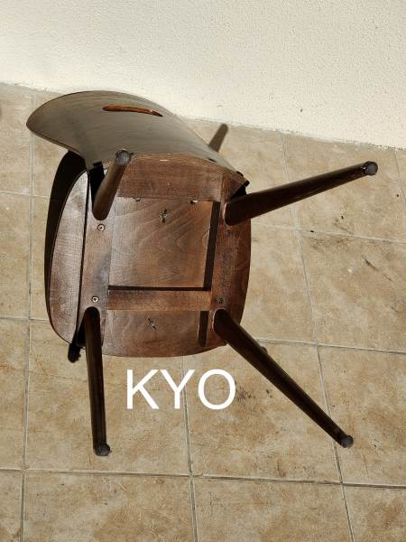 Annonce Chaise, bois massif, tissu bleu blanc - bon &eacute;tat