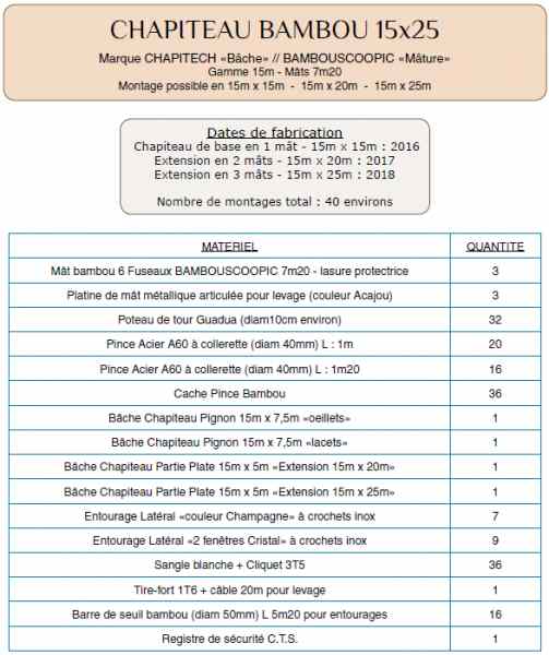Chapiteau en bambou 15m*25m pas cher