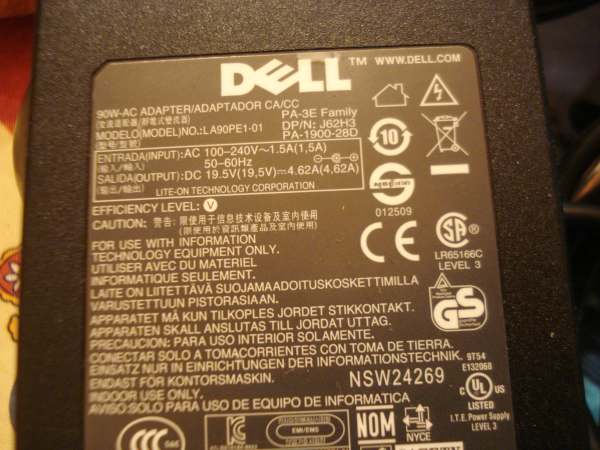 Chargeur 90w 19.5v pour pc dell pas cher