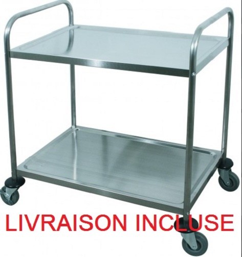 Chariot de service en inox 2 niveaux - neuf /livr&eacute;