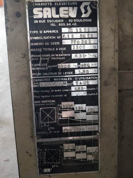 Annonce Chariot élévateur electrique salev