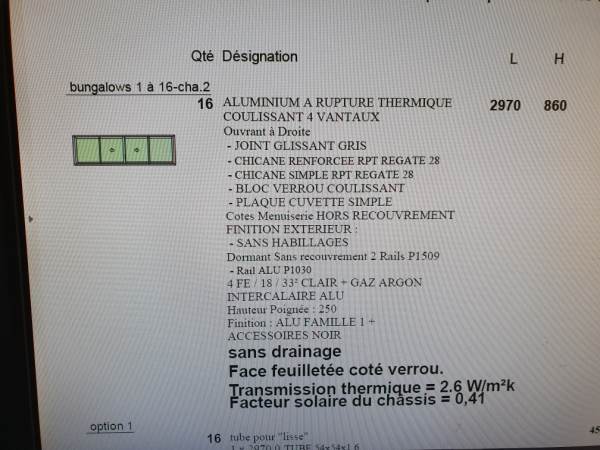 Ch&acirc;ssis 4 vantaux coulissant alu rupture thermique pas cher