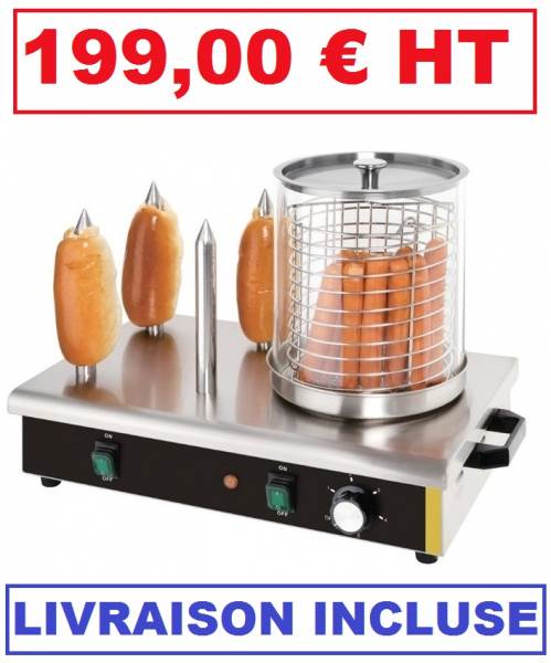 Chauffe saucisses / appareil &agrave; hot dog 4 plots