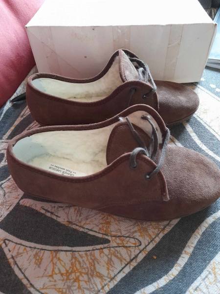 Vente Chaussure fourr&eacute; derby femme en croute de cuir