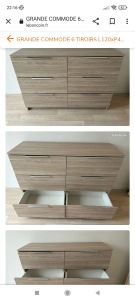 Commode  6 tiroirs l120xp42xh85