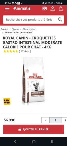Vente Croquette chat royal canin gastrointestinales
