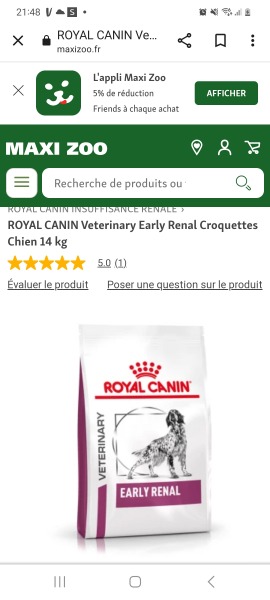 Croquettes royal canin veterinay renal chien