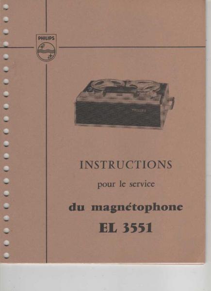 Doc d'origine de magnétophone philips el3551