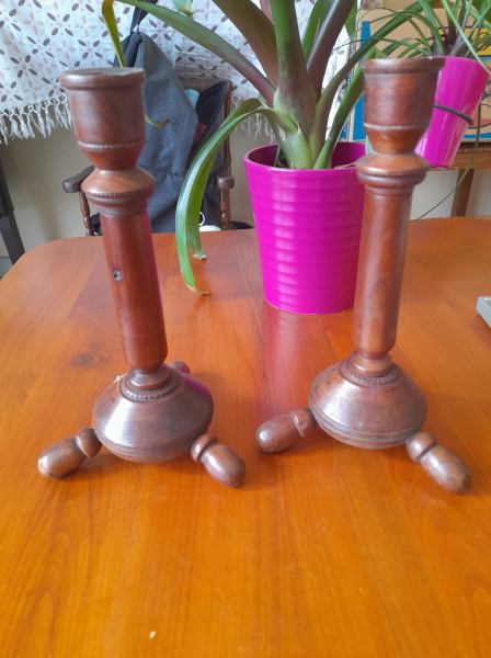 Ensemble 2 bougeoirs en bois pas cher