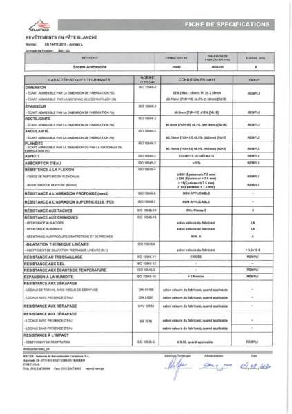 Vente Fa&iuml;ence ouragan anthracite 25x40cm ep.9mm - recer