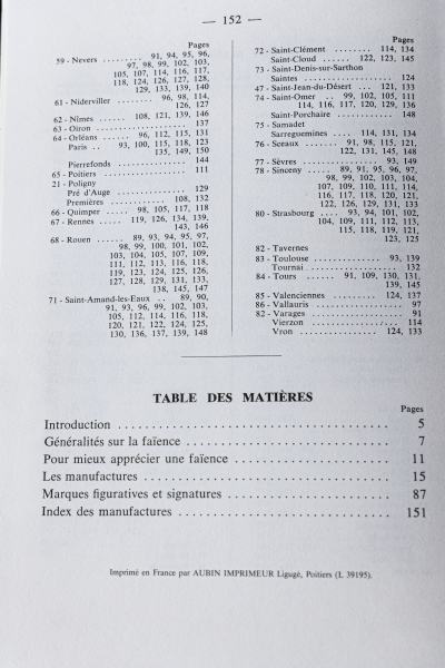 Annonce Fa&iuml;ences fran&ccedil;aises : marques et signatures