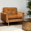 Fauteuil de salon en velours camel glasgow