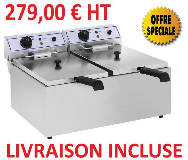 Friteuse &eacute;lectrique pro 2 x 17 litres - neuve