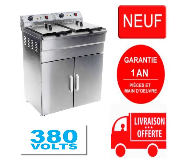 Friteuse &eacute;lectrique sur armoire 2x16 litres