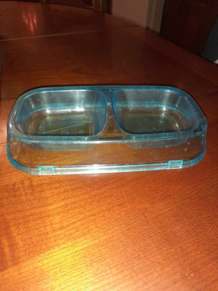 Gamelle en plastique double bacs pour chat