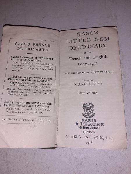 Vente Gasc's little gem dictionary of the french and eng