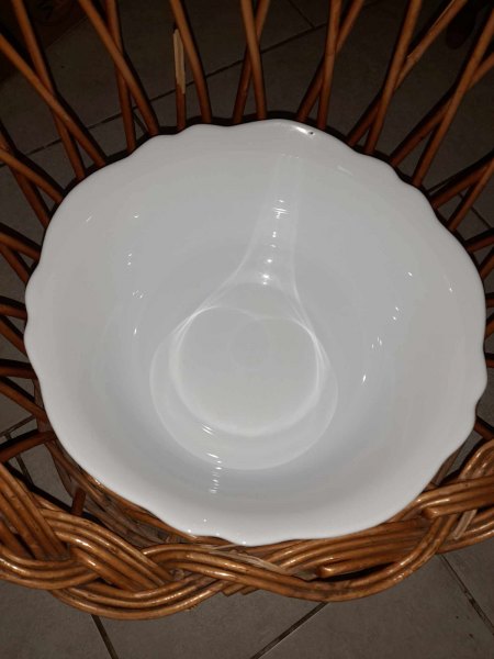 Annonce Grand saladier arcopal blanc / fleurs bleues diamè