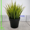 Herbe plante artificielle 21x17cm, vert pot rond