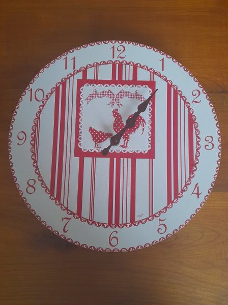 Horloge murale avec motif de coq et poule