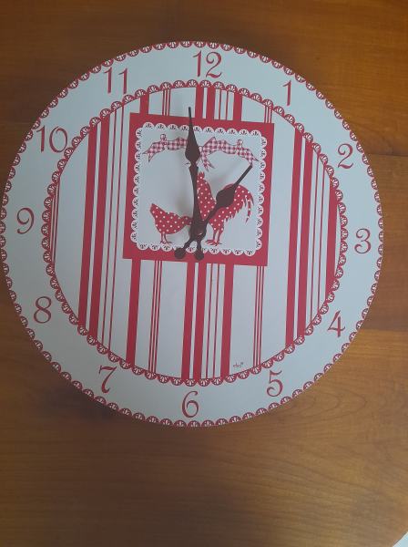 Horloge murale avec motif de coq et poule pas cher