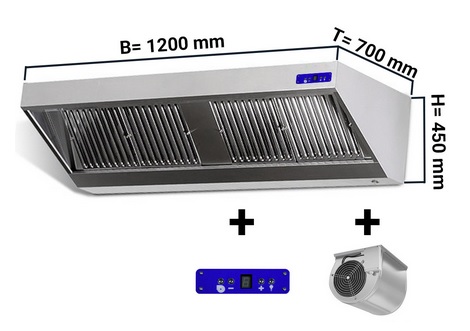 Hotte 120x70cm complète moteur+variateur+néon neuf
