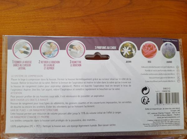 Annonce Housse rangement sous vide &agrave; air parfum&eacute;