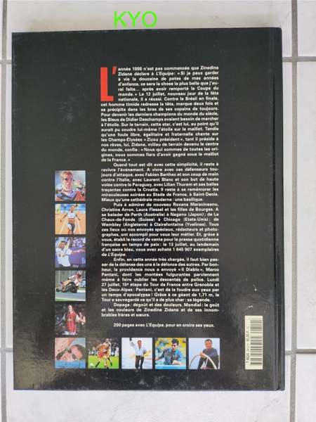 Annonce L'equipe - livre de l'ann&eacute;e 1998 - football zidane