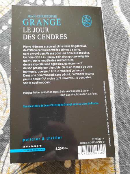 Vente Le jour de cendres - jean christophe grang&eacute;